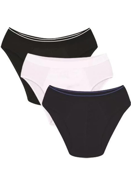 Erkek Pamuk 3lü Siyah Beyaz Laci Likralı Slip