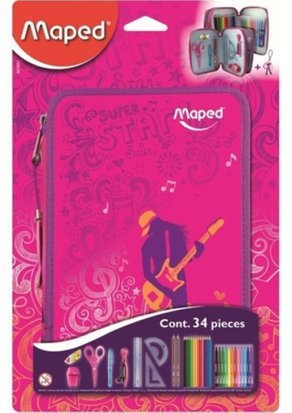 Pembe Çift Gözlü Kalem Kutusu, Okul Malzemeleri, Dolu, Girly Tasarım