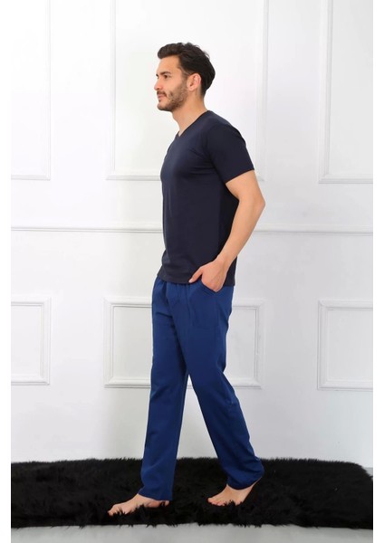 Erkek Penye 3'lü Lacivert V Yaka Pijama Takımı fiyatları