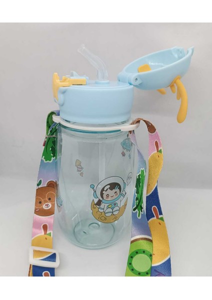 Turkuaz Çocuk Suluk 550 ml Pipetli, Geyik Temalı, Temizleme Çubuğu ile Kullanışlı fiyatları