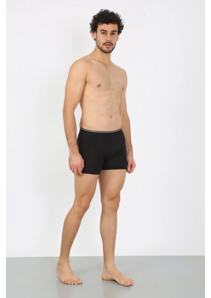Erkek Pamuk Likralı Boxer Siyah