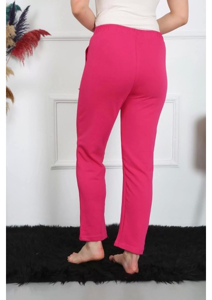 Kadın Pamuk Cepli 3 Iplik Alt Eşofman Fuşya fırsatları