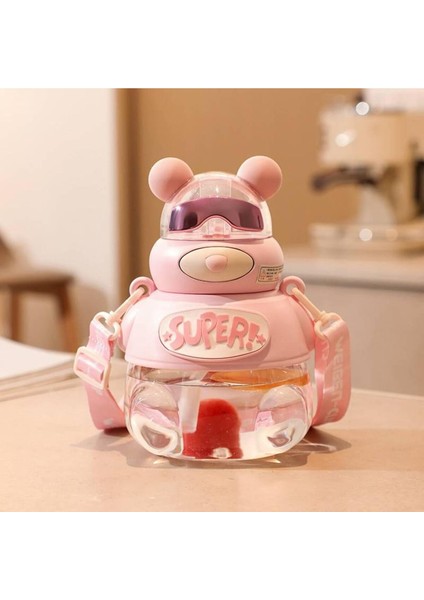 Pembe Polikarbon Çocuk Suluk, 1200 Ml, Okul ve Günlük Kullanım Için Mükemmel Şişe