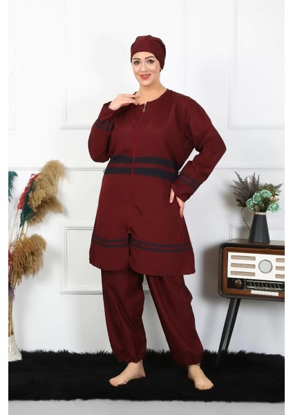 Büyük Beden Tesettür Mayo 7XL-8XL-9XL-10XL Bordo