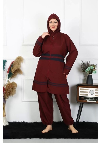 Büyük Beden Tesettür Mayo 7XL-8XL-9XL-10XL Bordo