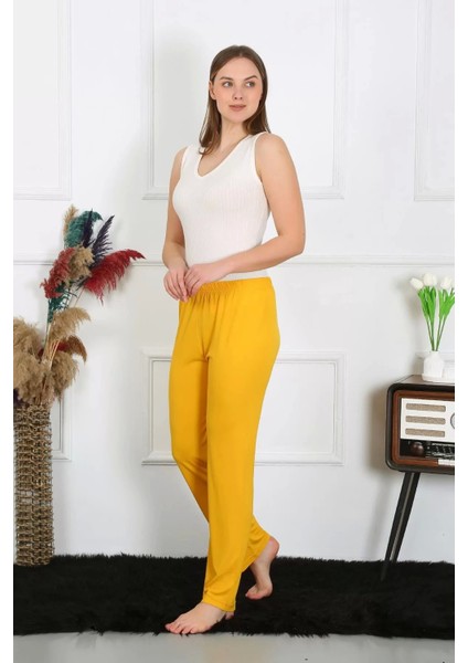 Kadın Pamuk Penye Tek Alt Pijama Sarı