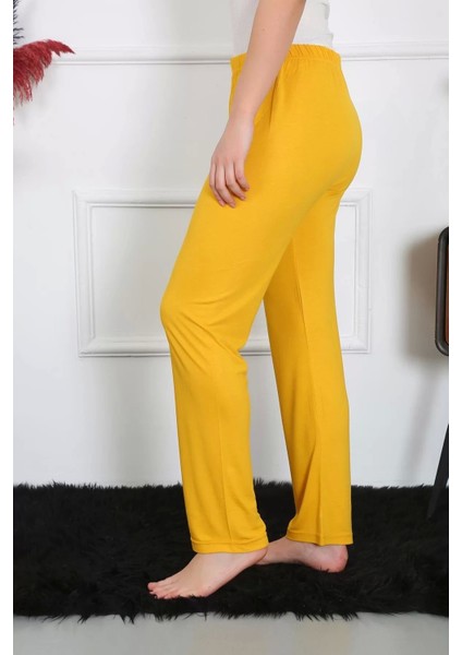Kadın Pamuk Penye Tek Alt Pijama Sarı modelleri