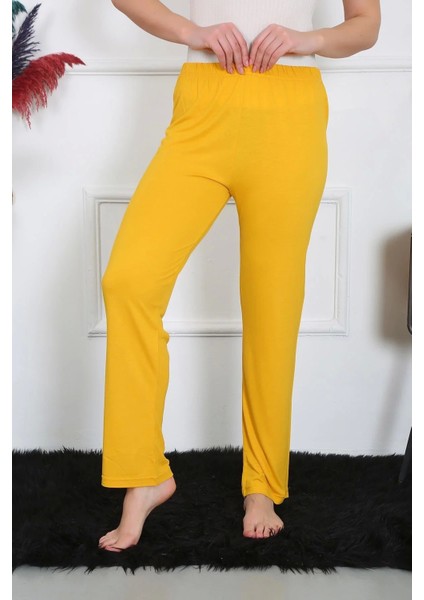 Kadın Pamuk Penye Tek Alt Pijama Sarı fırsatları