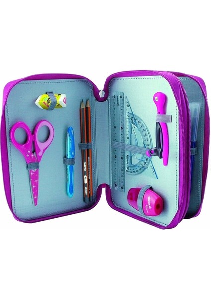 Pembe Çift Gözlü Kalem Kutusu, Okul Malzemeleri, Dolu, Girly Tasarım fırsatları