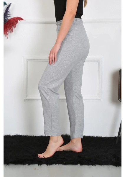 Kadın Pamuk Cepli 3 Iplik Alt Eşofman Gri modelleri