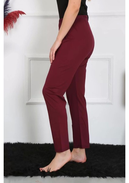 Kadın Pamuk Penye Tek Alt Pijama Bordo modelleri
