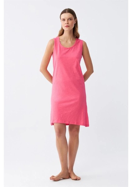 Kadın Kalın Askılı Penye Gecelik Fuşya modelleri