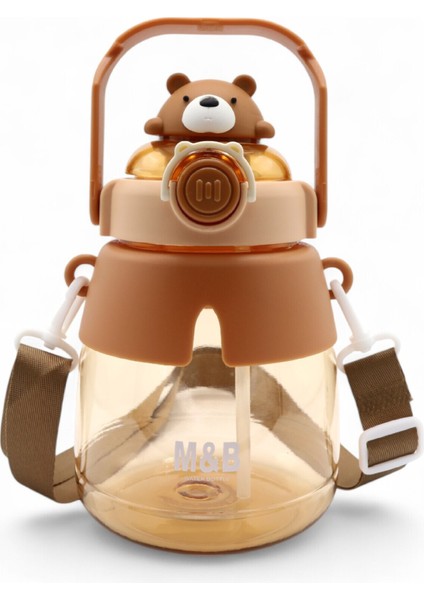 Sevimli Ayıcık Figürlü Pipetli Boyun Askılı Suluk, Okul Için Şık ve Pratik Yanınızda