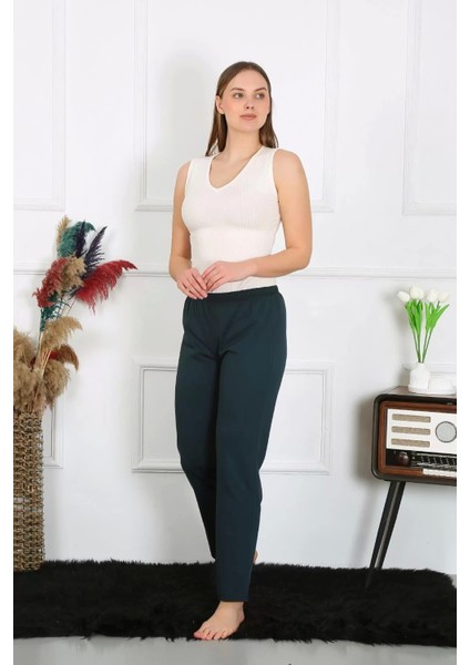 Kadın Pamuk Penye Tek Alt Pijama Petrol modelleri