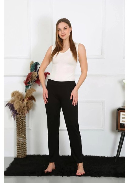 Kadın Pamuk Penye Tek Alt Pijama Siyah