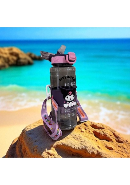 Renkli Kuromi Figürlü Pipetli 800 ml Spor ve Okul Suluğu