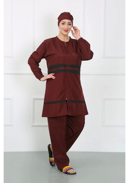 Büyük Beden Tesettür Mayo Bordo