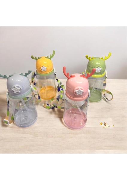 Renkli 500ML Geyik Figürlü Çocuk Suluğu, Pipetli, Kayışlı, Bpa Içermeyen modelleri
