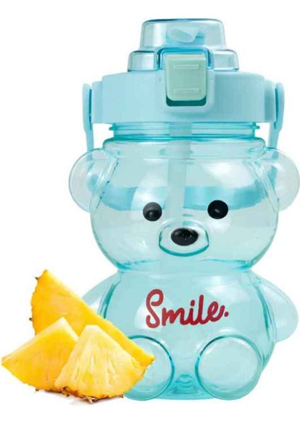 Mavi Ayıcıklı 750 ml Su ve Içecek Matara, Okul, Ofis, Seyahat Için Ideal