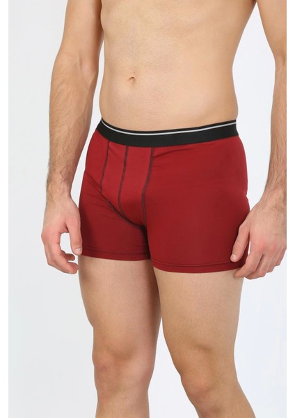 Erkek Pamuk Likralı Boxer Bordo