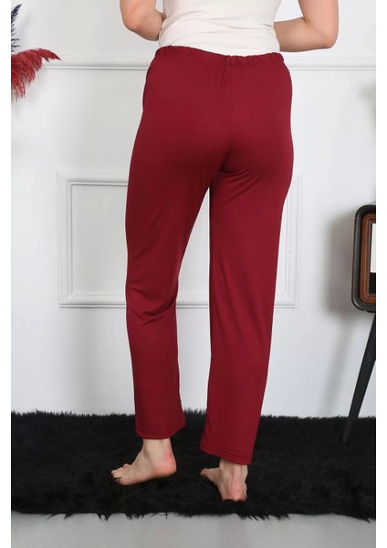 Kadın Pamuk Penye Tek Alt Pijama Bordo fırsatları