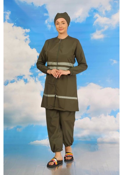 Kadın Tam Tesettür Mayo Haki