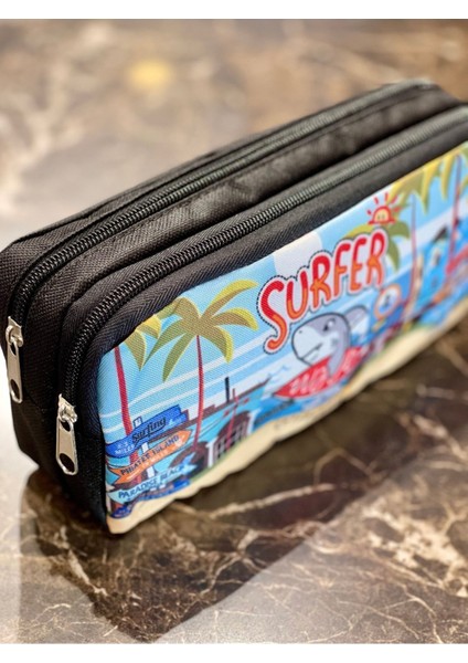 Deniz Desenli Çocuk Iki Bölmeli Kalemlik Siyah 21X11X6 cm fiyatları