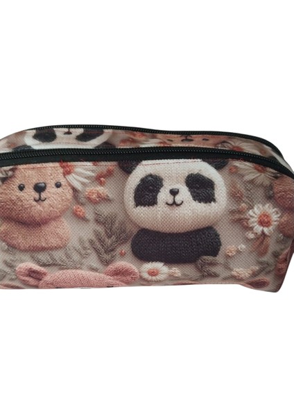 Çift Fermuarlı Çok Renkli Büyük Boy Kalem ve Makyaj Çantası fiyatları