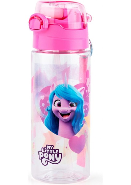 Pipetli Kız Çocuk Plastik Matarası, 500 Ml, Pembe Kapak