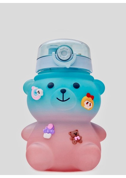 Turkuaz 1300ML Çocuk Suluğu Ayıcık Figürlü Su Matarası, Bpa Içermez, Damlatmaz