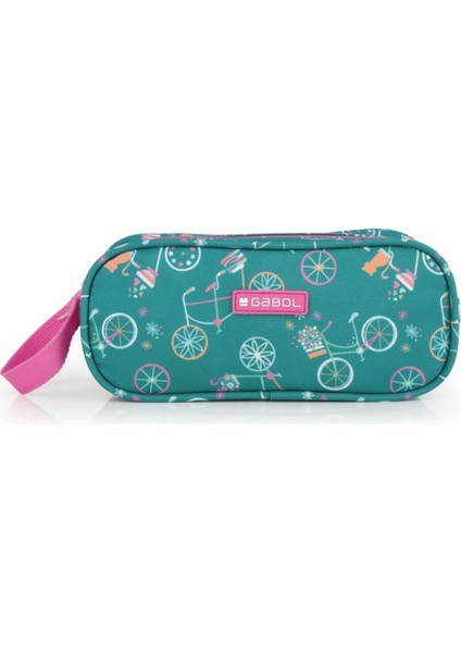 Yeşil Üç Gözlü Renkli Kalem Çantası Öğrenci Okul Kalemliği