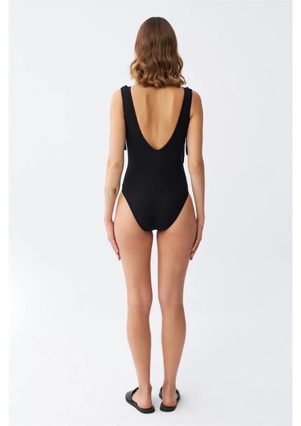 Kadın Püsküllü Mayo Siyah