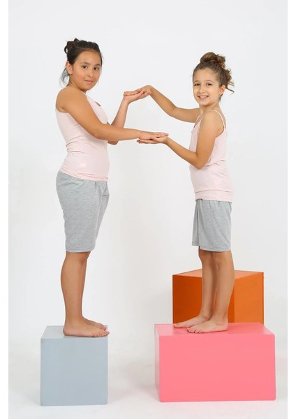 Kız Çocuk Ip Askılı Şortlu Penye Pembe Pijama Takım indirimleri