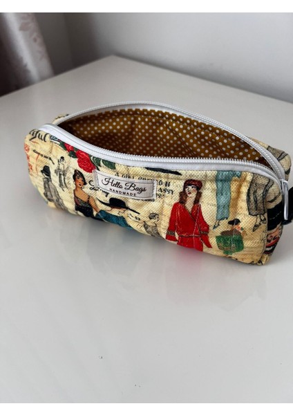 Şık Vintage Tek Gözlü Yıkanabilir Fermuarlı Kalemlik, Okul ve Ofis Için Kullanışlı modelleri