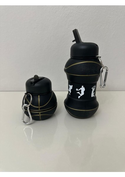 Katlanabilir 550ML Siyah Matara, Sızdırmaz ve Hafif, Okul, Ofis, Kamp, Seyahat Için Ideal