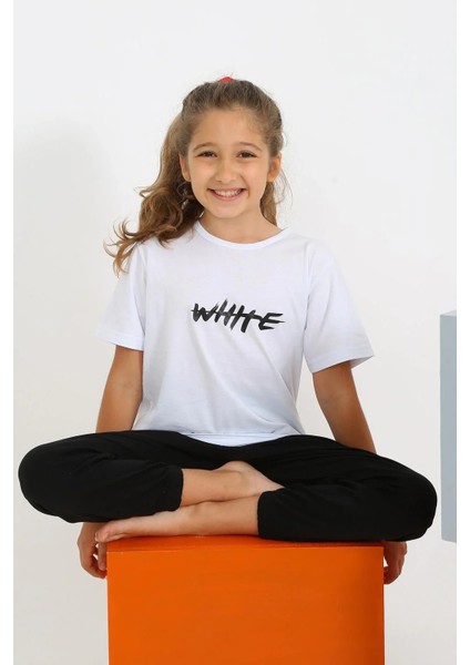 Kız Çocuk Kısa Kol Beyaz Penye Pijama Takım modelleri