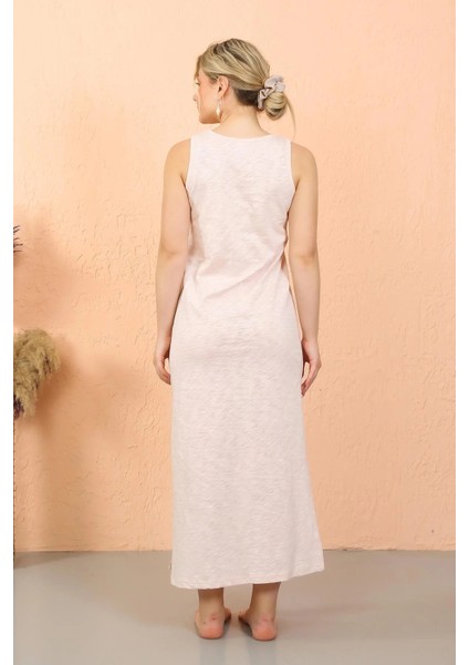 Kadın Kalın Askılı Yırtmaçlı Uzun Gecelik