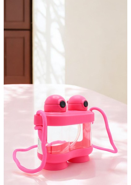 Sevimli Çocuk Suluğu, Pipetli, Çift Kapaklı, Boyun Askılı, 800 Ml, Pembe modelleri