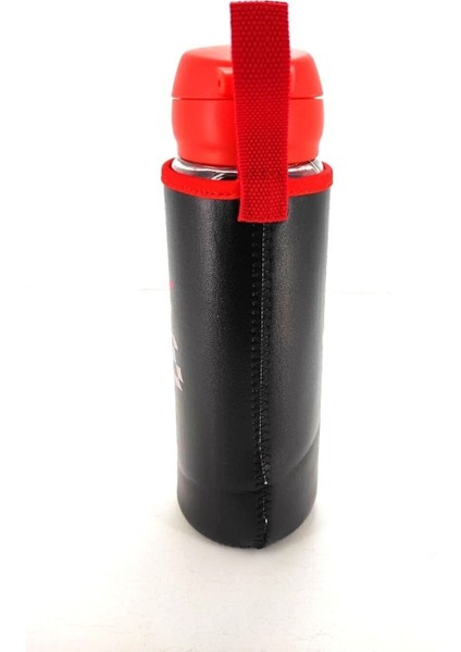 Şişe 500ML, Cam, Deri Kılıf, Kilitli, Siyah-Mavi, Araba, Okul, Su Matarası fırsatları