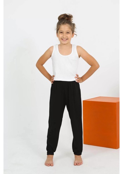 Kız Çocuk Sıfır Kol Beyaz Penye Pijama Takım fırsatları