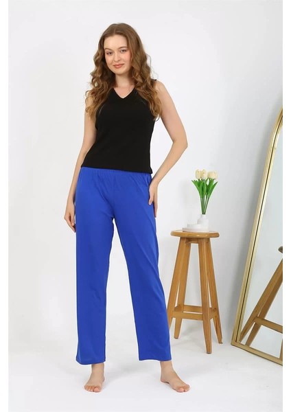 Kadın Penye Düz Tek Alt Pijama Sax