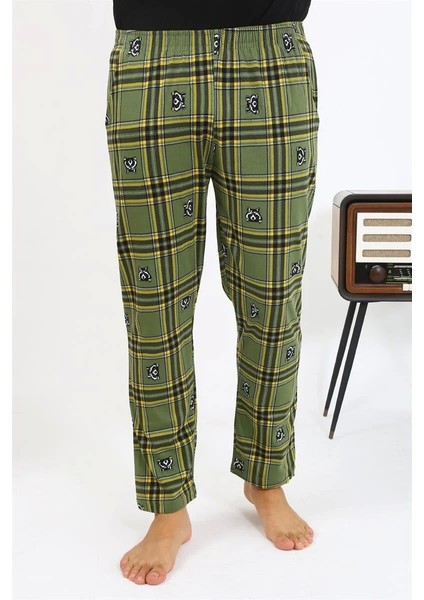 Erkek Ekoseli Desen Penye Tek Alt Pijama Haki indirimleri