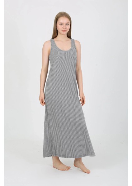 Kadın Kalın Askılı Yırtmaçlı Uzun Gri Gecelik fırsatları