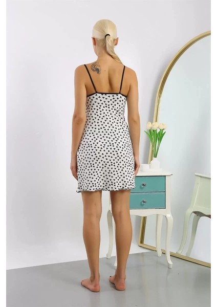 Kadın Penye Desenli Ip Askılı Gecelik fırsatları