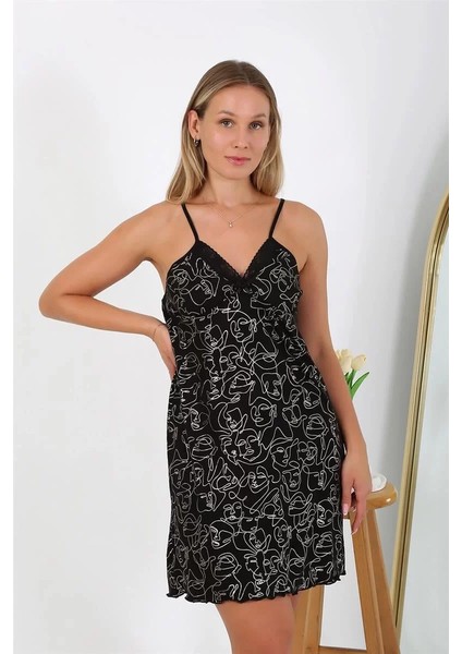 Kadın Büyük Beden Ip Askılı Gecelik Siyah indirimleri