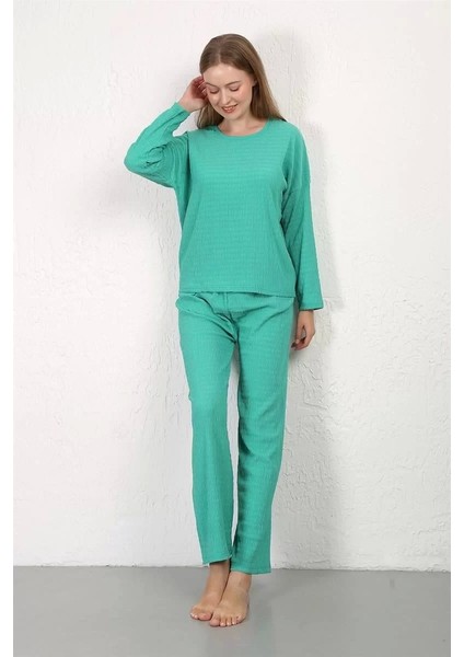 Kadın Bürümcük Kumaş Pijama Takım Yeşil fiyatları