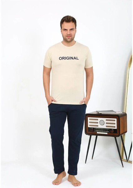 Erkek Kısa Kol Penye Pijama Takımı Krem fiyatları