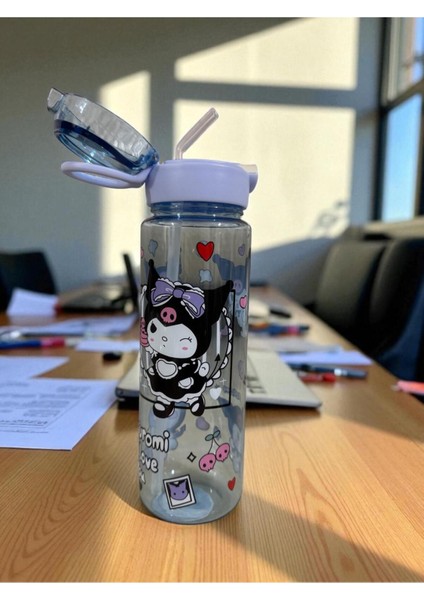 Sevimli Kuromi Figürlü Çocuk Suluğu, Pipetli, 600ML, Mavi Renk fiyatları
