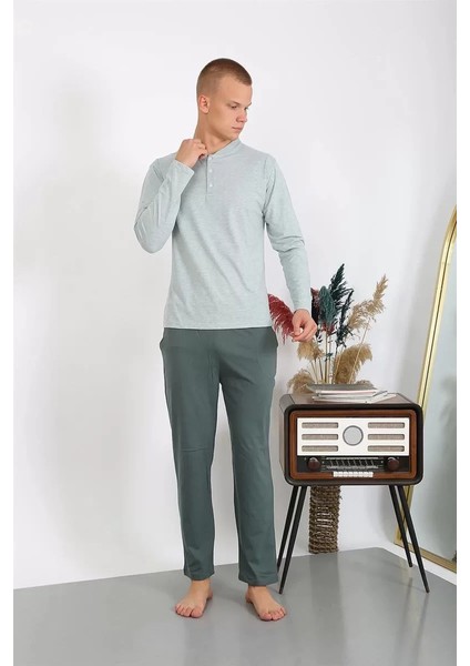 Erkek Penye Uzun Kol Pijama Takımı Su Yeşili fiyatları
