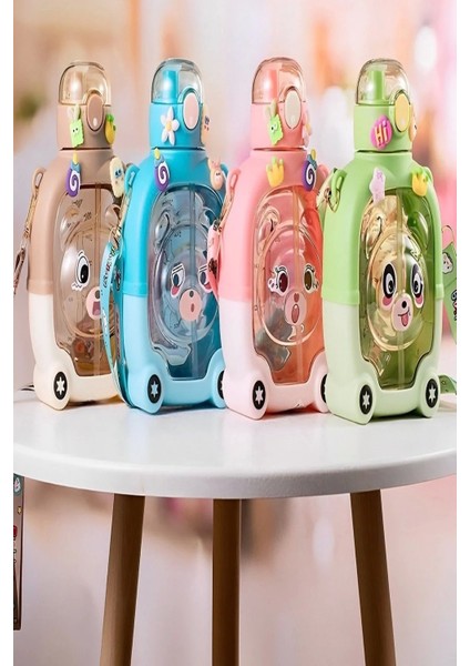 Sevimli Ayıcık Pembe 1000 ml Su Matara Şişesi Kapaklı ve Stickerli fiyatları